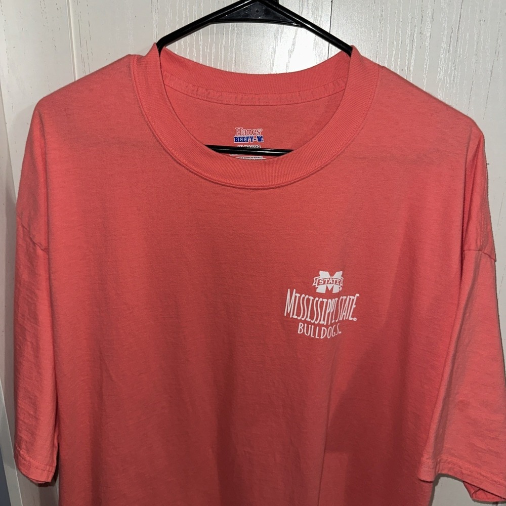 Mississippi State Bulldogs Womens Hanes Beefy T-Shirt Short Sleeve Size 2XL Pink